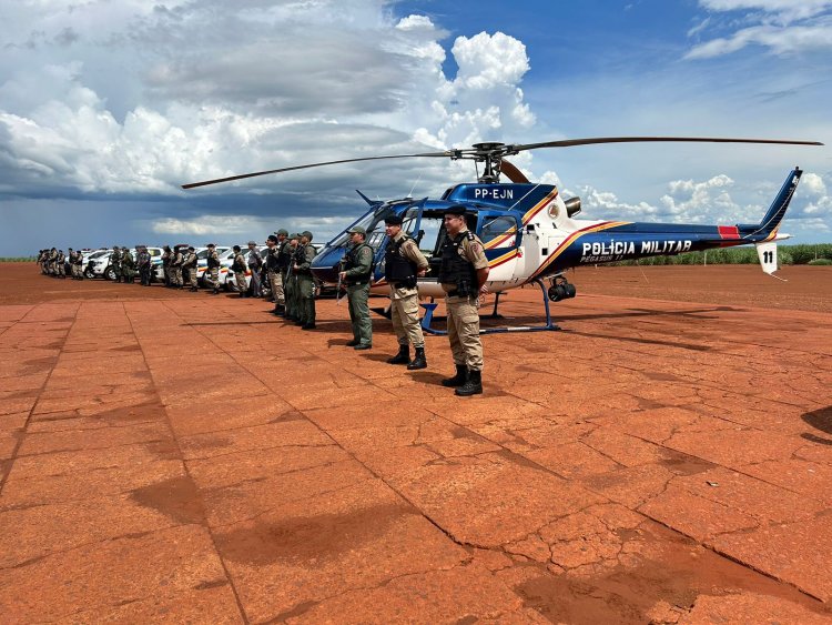 Helicóptero da PM é usado em operação preventiva em Planura