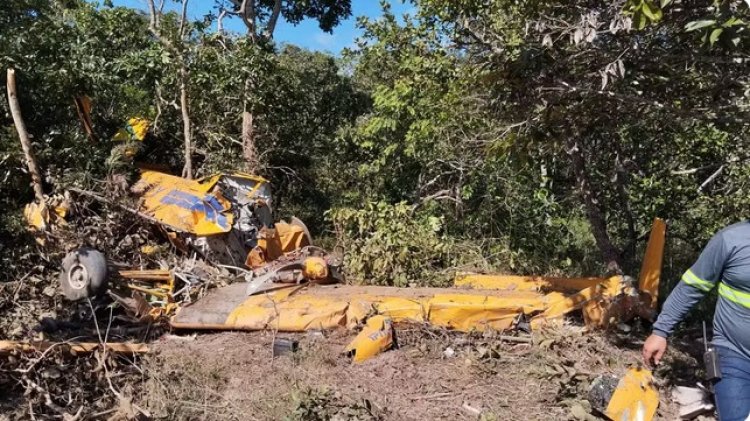 Aeronave agricola cai durante pulverizacao no interior de Minas Gerais.